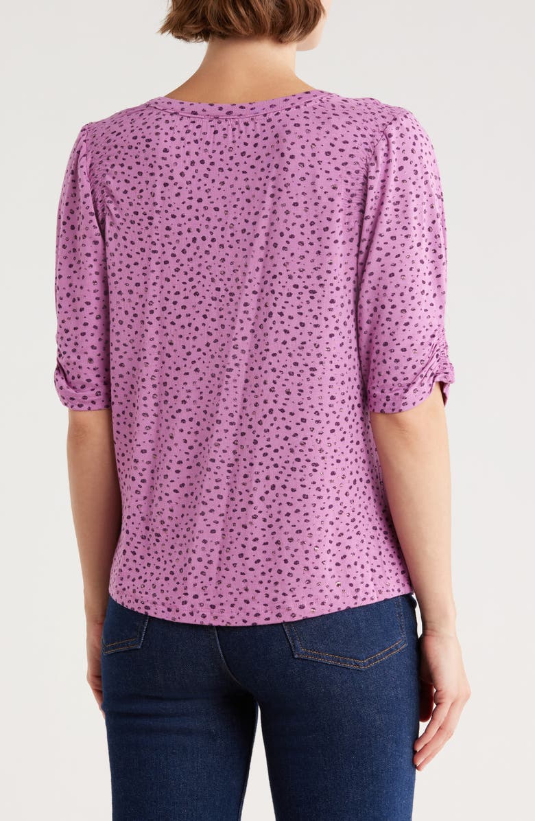 Democracy Ruched Elbow Length Sleeve Top, Alternate, color, Grape Mauve