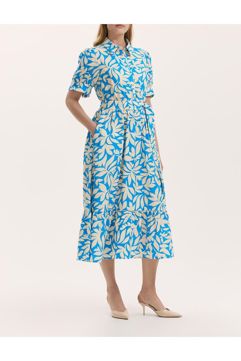 Liana Floral Midi Tiered Dress, Alternate, color, Blue Leaf