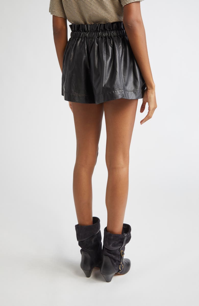 Isabel Marant Étoile Naline Paperbag Waist Faux Leather Shorts, Alternate, color, Black