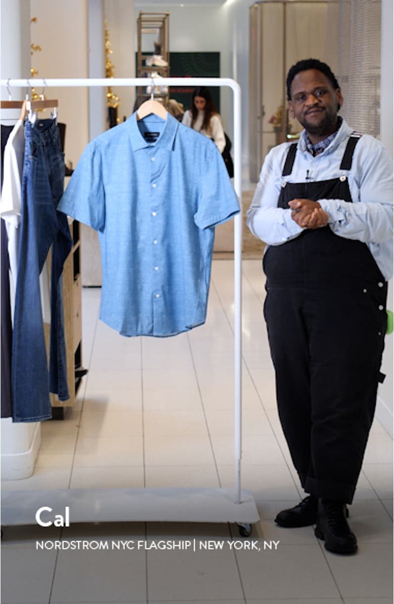 Miles OoohCotton<sup>®</sup> Slub Short Sleeve Button-Up Shirt, sales video thumbnail
