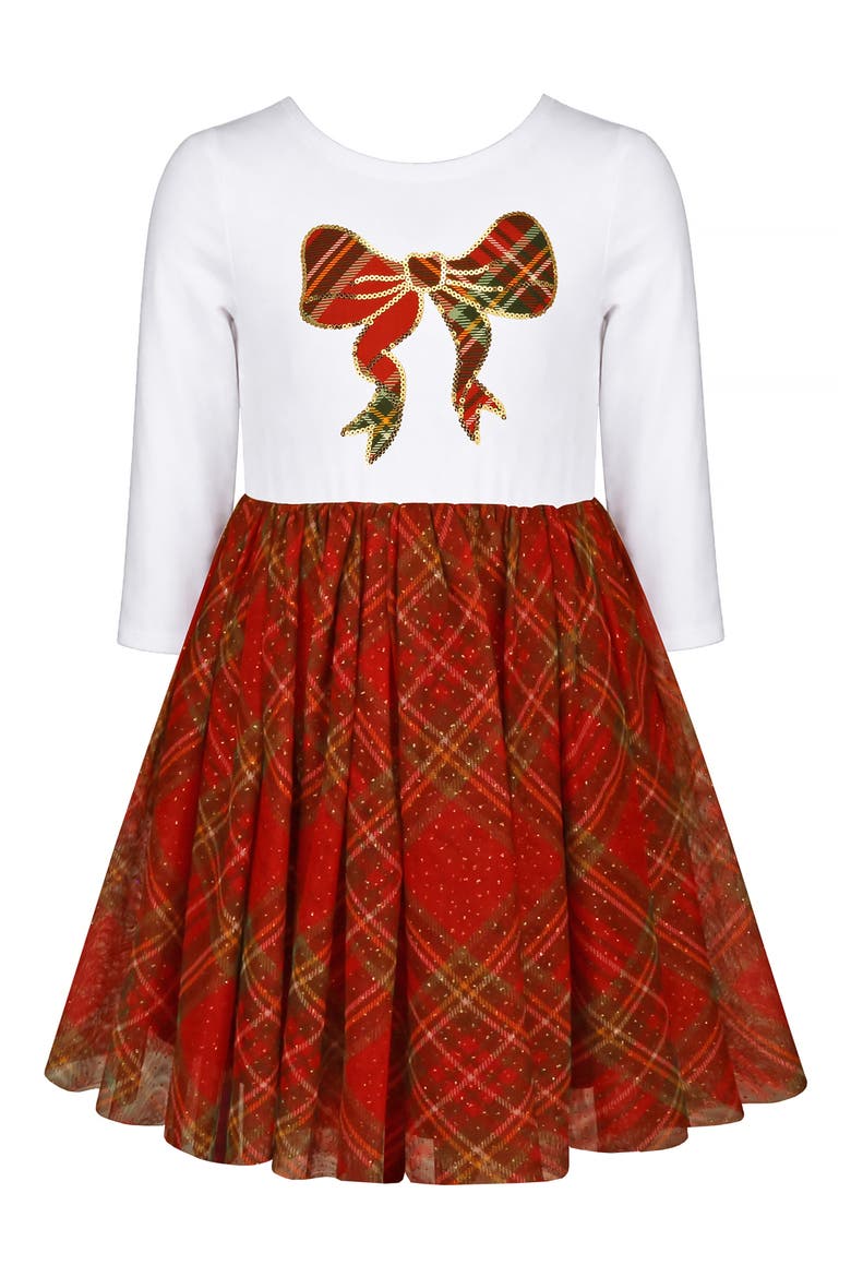 Kids' Plaid Tutu Dress, Main, color, IVORY/ RED