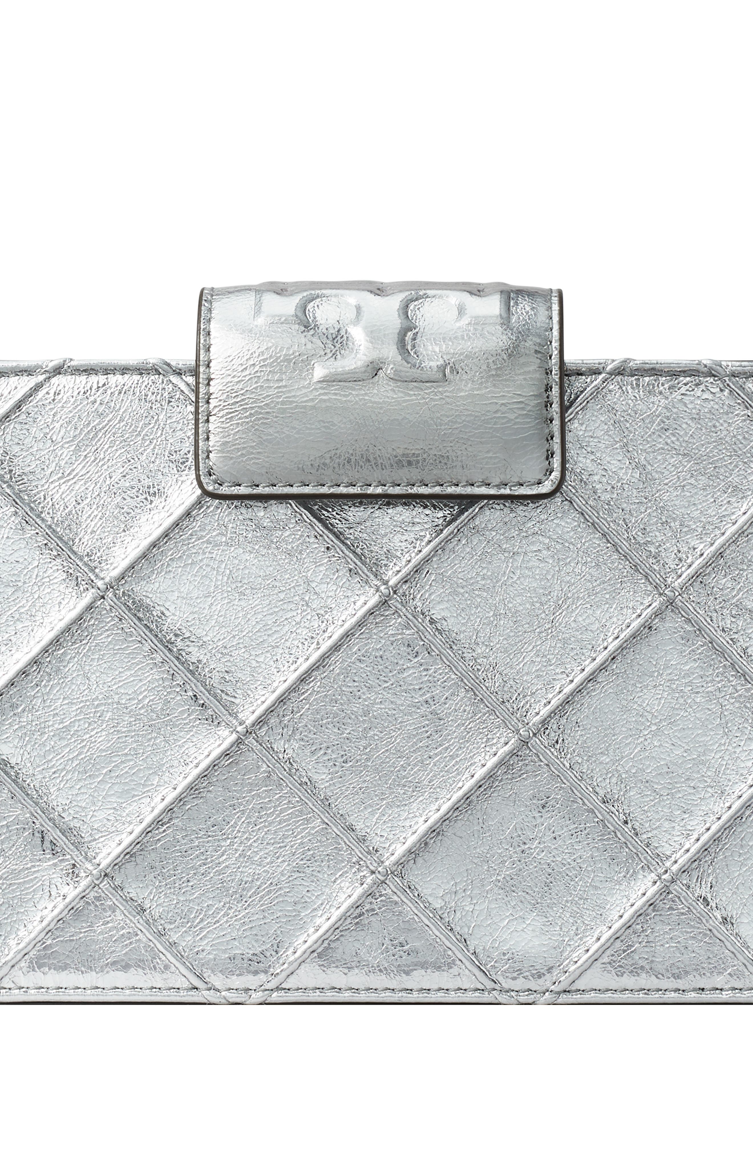 Mini Fleming Quilted Leather Wallet on a Chain, Alternate, color, SILVER