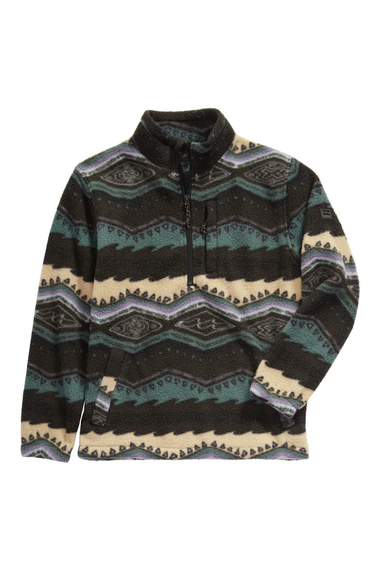 Kids' Boundary Mock Neck Recycled Polyester Blend Quarter-Zip Sweatshirt, Main, color, RAVEN