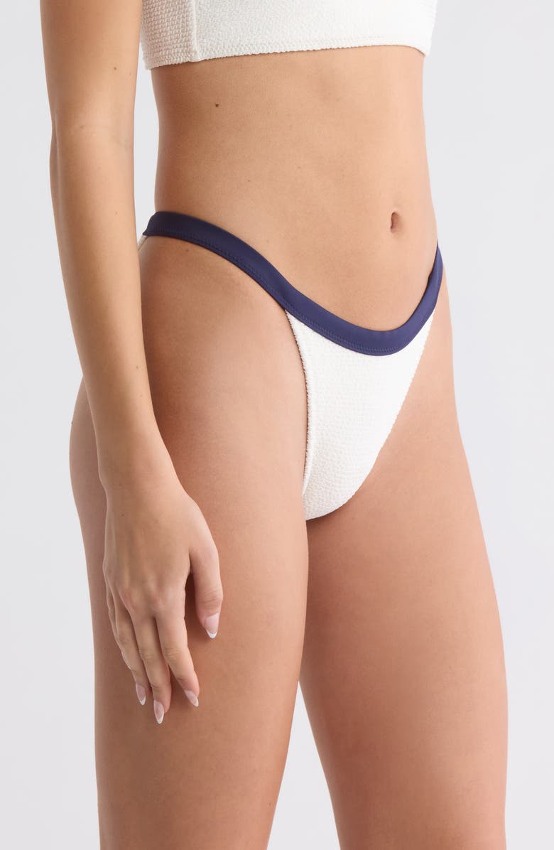 PacSun Thea Scrunch Bikini Bottoms, Alternate, color, Gardenia W Navy