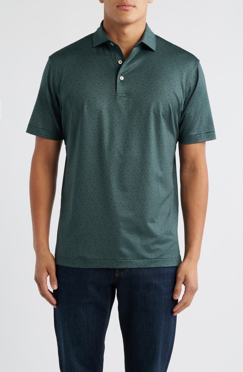 Peter Millar No Slow Play Golf Print Performance Jersey Polo, Main, color, Nordic Pine