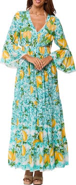 RANEES Long Sleeve Smocked Waist Maxi Dress