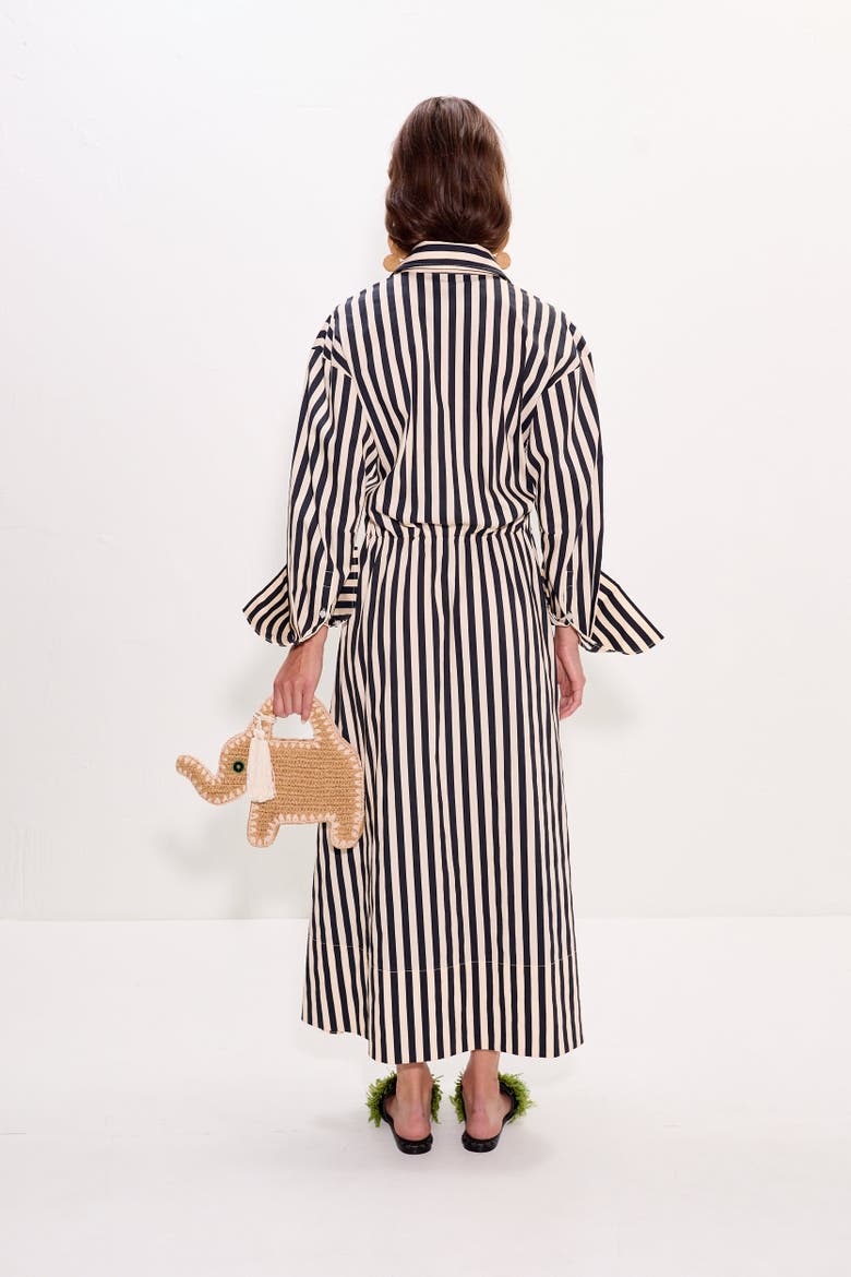 Inna Poplin Maxi Dress, Alternate, color, Black/White Stripe