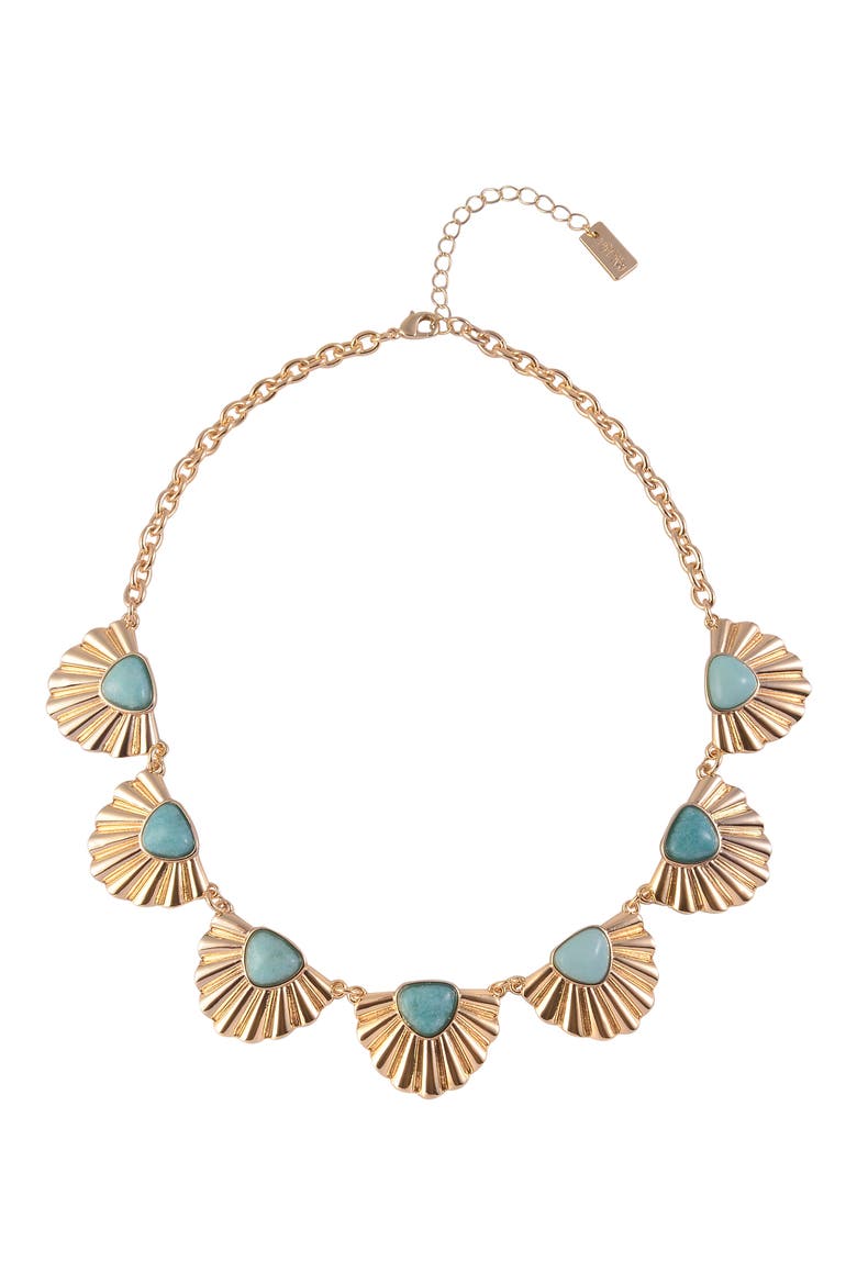 Cabochon Fan Frontal Necklace, Main, color, GOLD