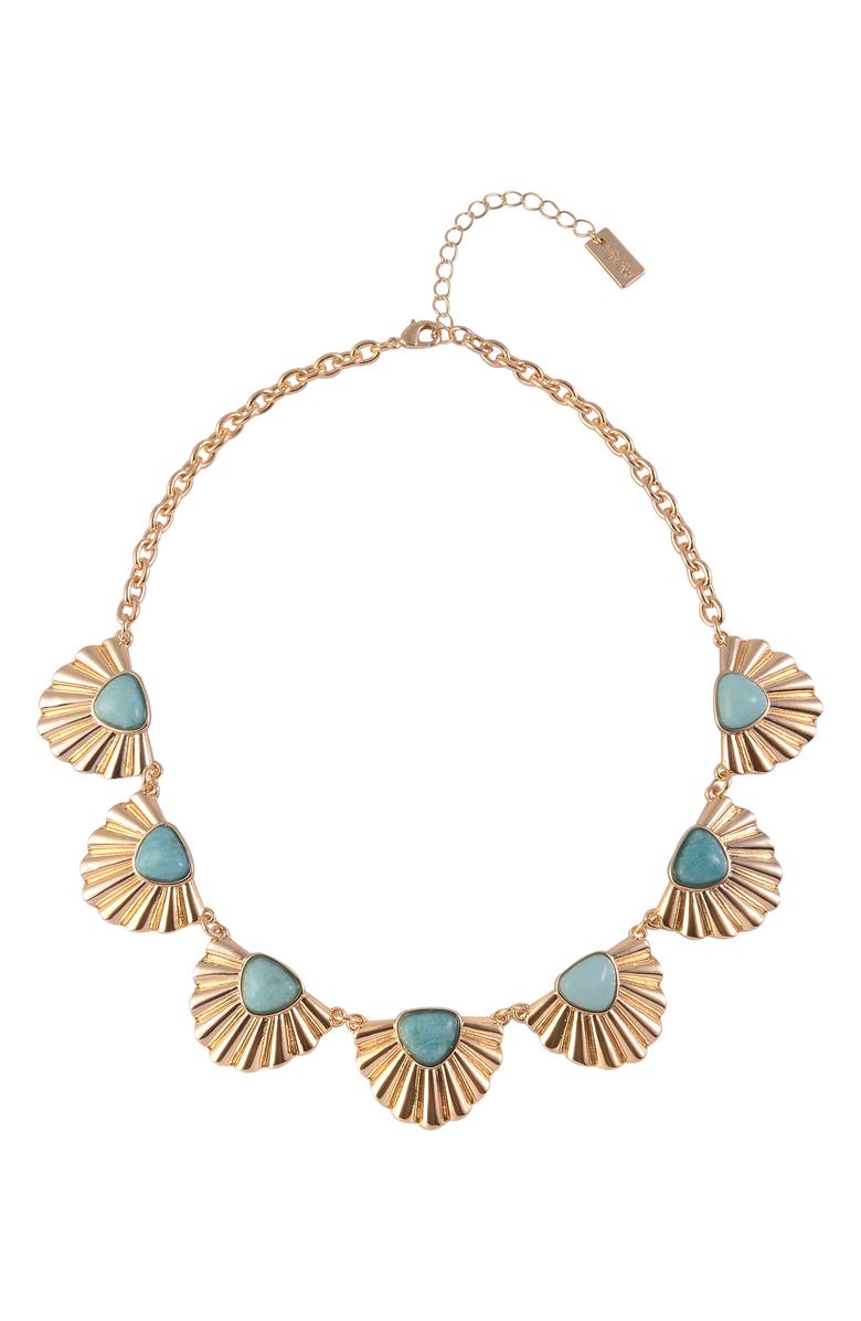 RACHEL Rachel Roy Cabochon Fan Frontal Necklace, Main, color, Gold
