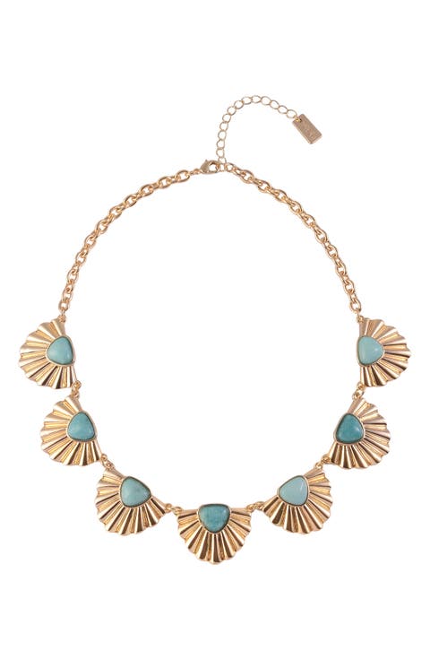 Cabochon Fan Frontal Necklace