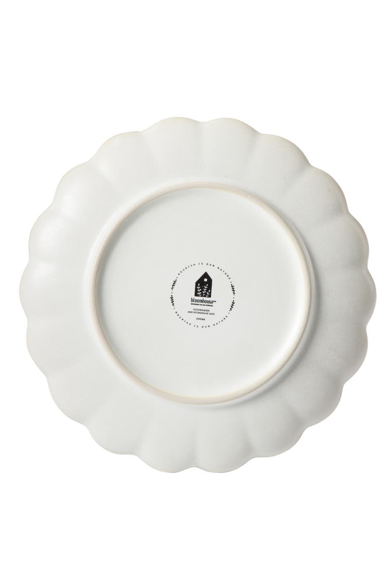 Yuelu Bloom 10.75 Inch Embossed Scallop Dinner Plates Set of 4, Alternate, color, Jasmine White