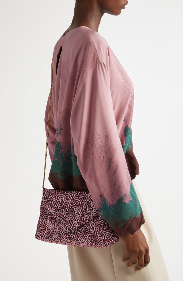 Dries Van Noten Dot Embroidered Leather Clutch, Alternate, color,