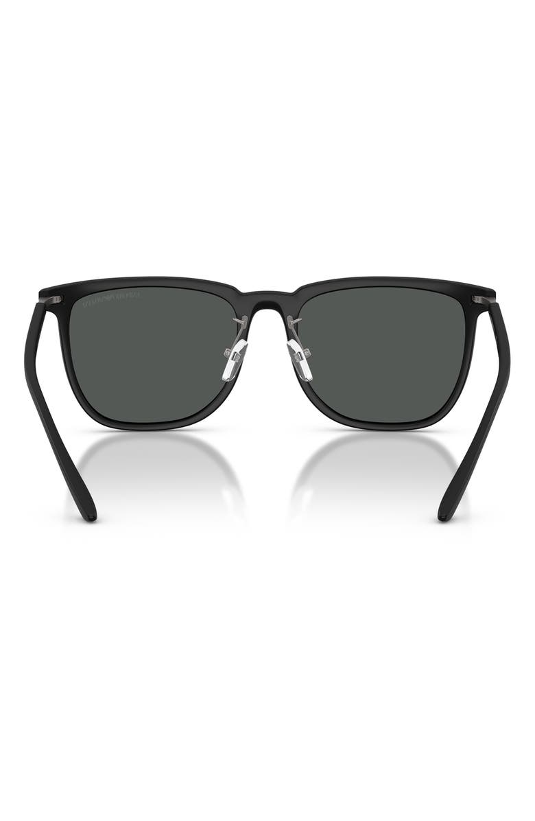 Emporio Armani 56mm Irregular Sunglasses, Alternate, color, Matte Black / Dark Grey