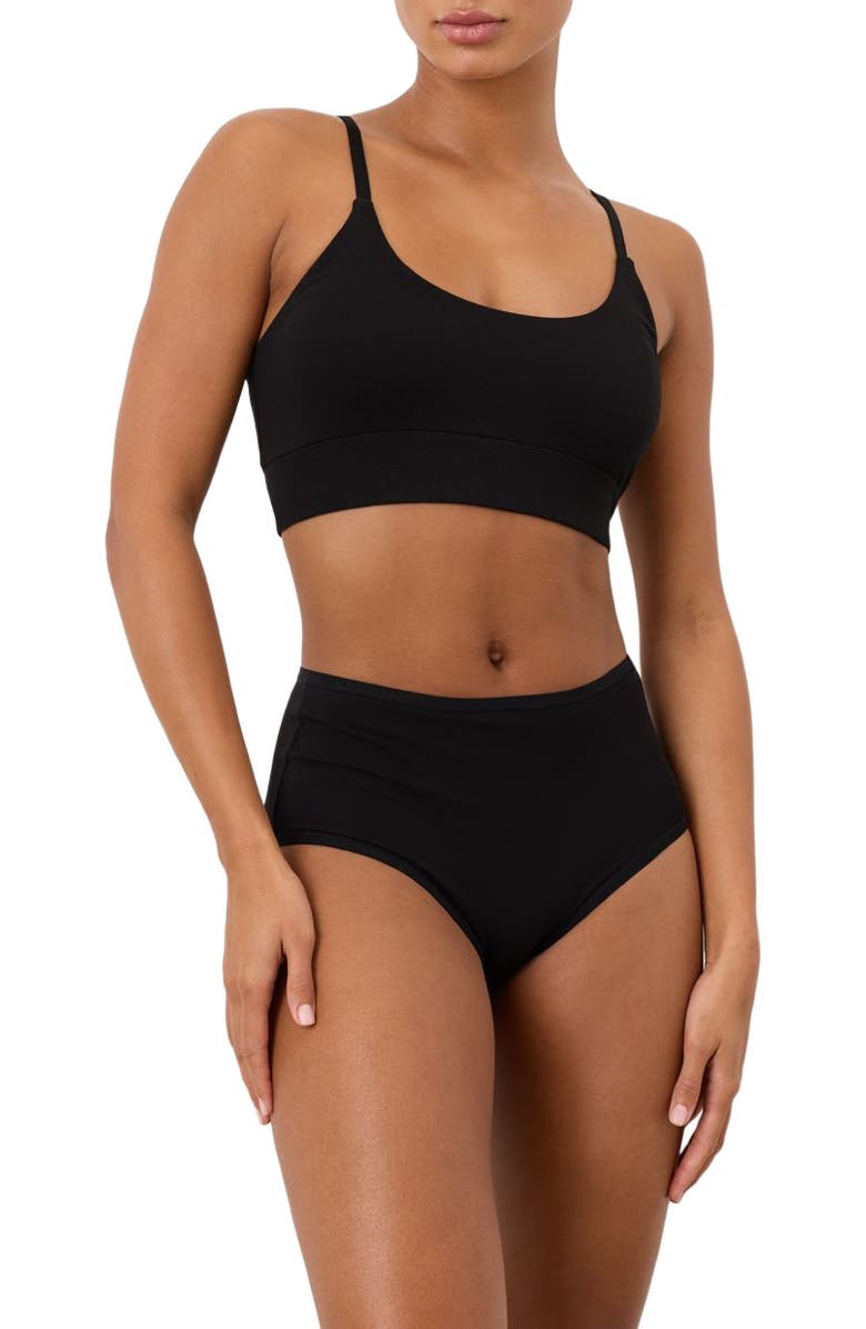Pact Everyday Strappy Scoop Bralette Made With Organic Cotton, Alternate, color, Black