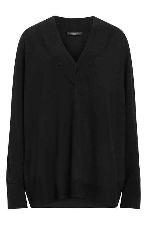 Allsaints Bern V-neck Wool Sweater In Black