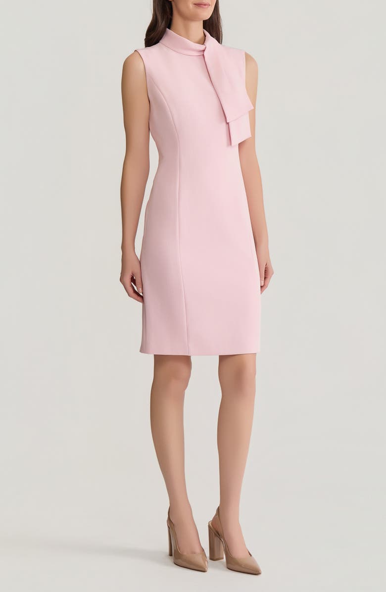 KASPER Neck Tie Sleeveless Sheath Dress, Alternate, color, Tutu Pink