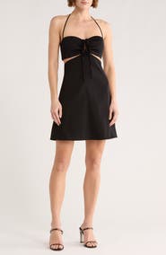 maje Route Side Cutout Halter Dress