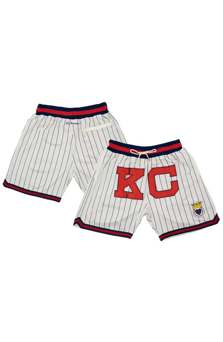RINGS & CRWNS Men's Rings & Crwns Cream Kansas City Monarchs Replica Mesh Shorts, Main, color,