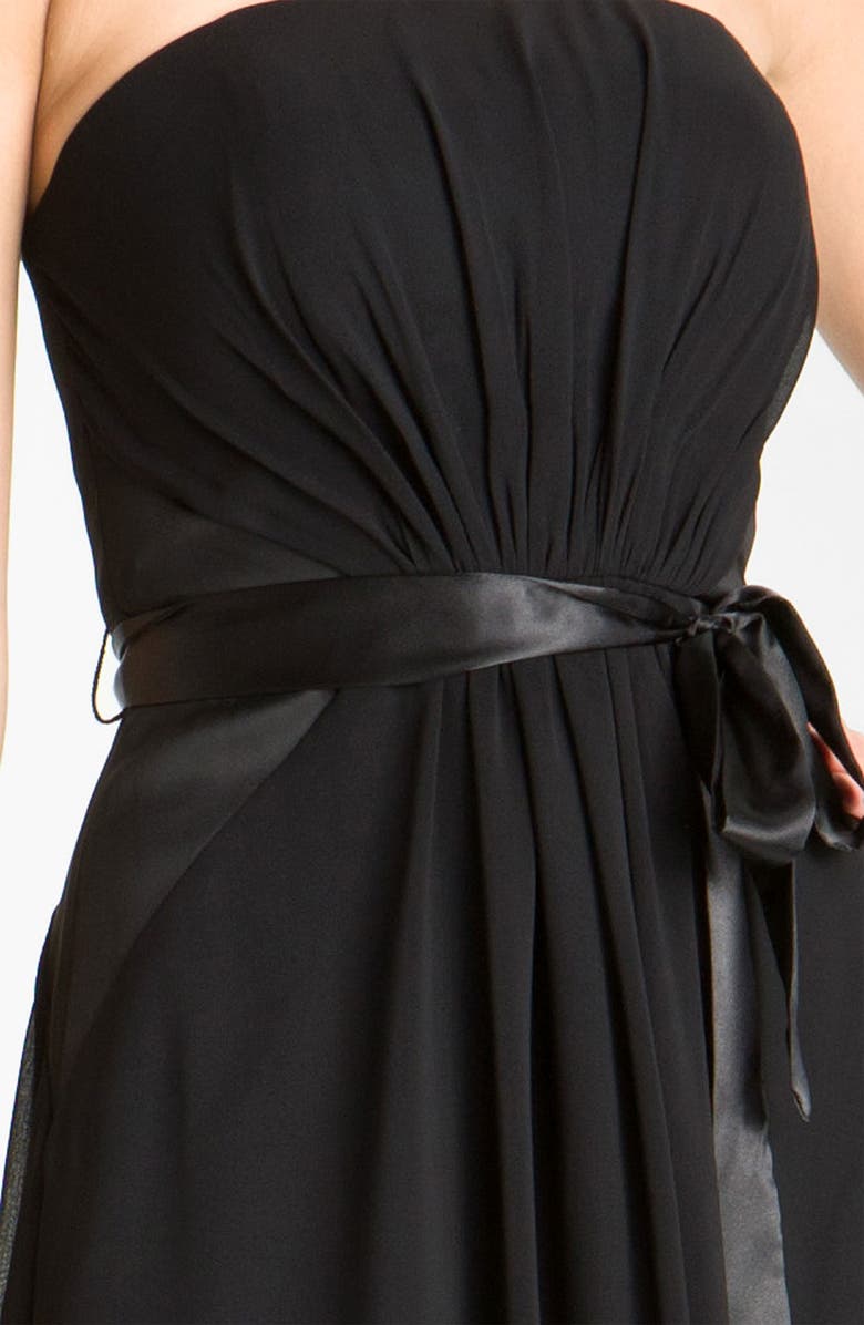 Donna Morgan Strapless Satin Inset Chiffon Gown, Alternate, color, 