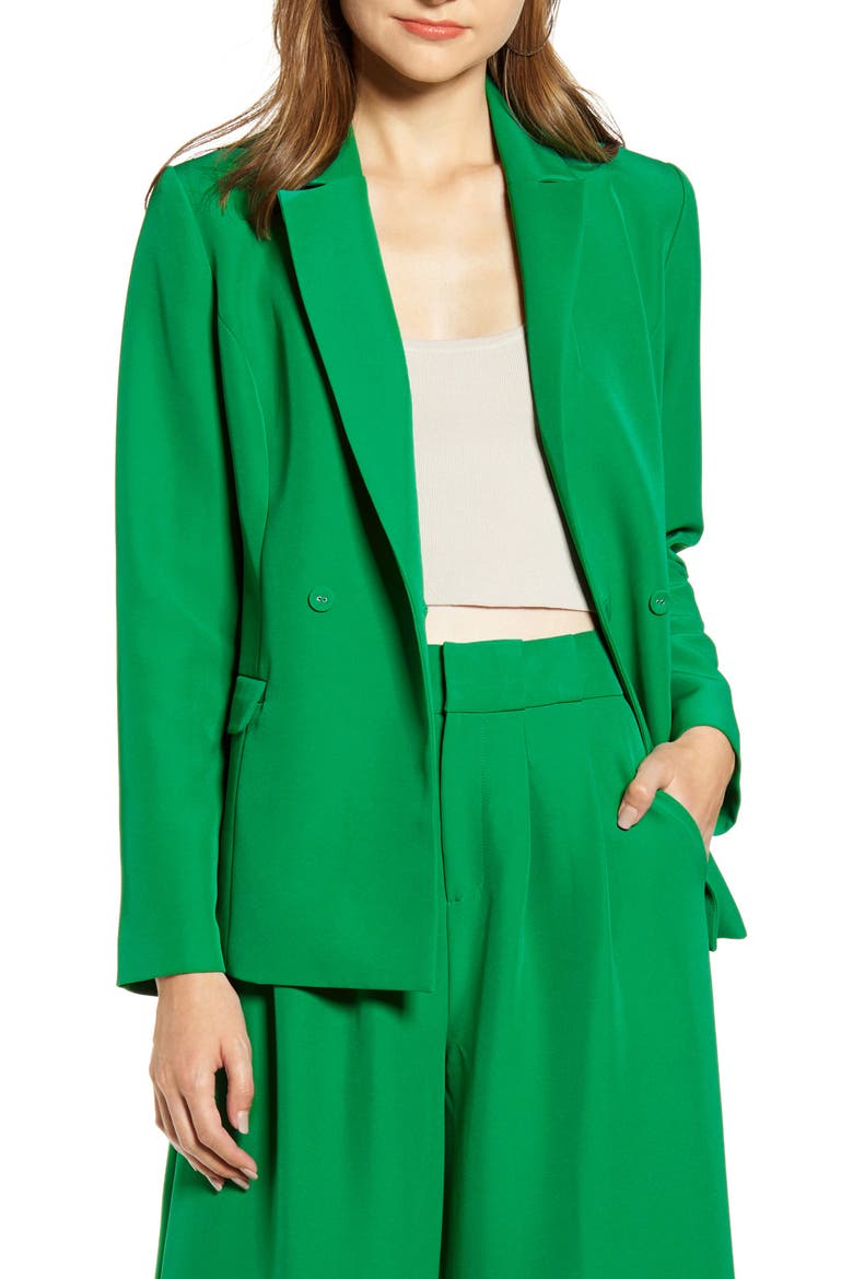 Tailored Double Breasted Blazer, Main, color, GREEN