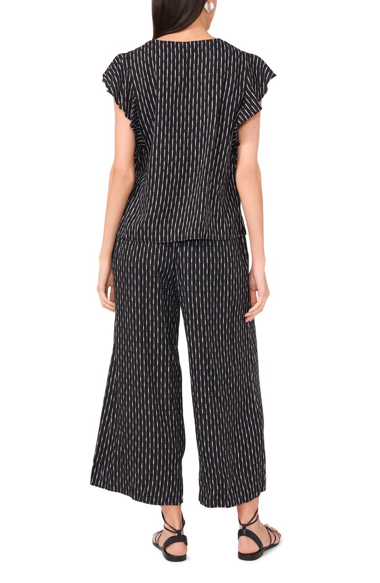 Vince Camuto Print Ruffle Sleeve Top, Alternate, color, Rich Black