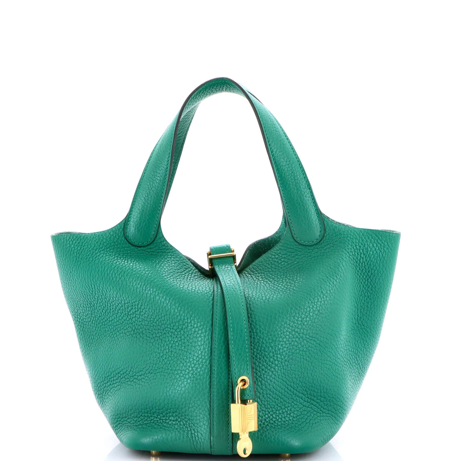 Pre-Owned Hermes Picotin Lock Bag Clemence PM, Main, color, Vert Vertigo