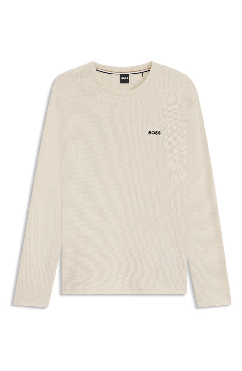 BOSS Waffle Knit Long Sleeve Lounge T-Shirt, Alternate, color, Ivory