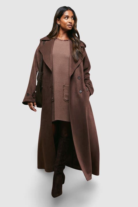 Cuff Detail Belted Coat