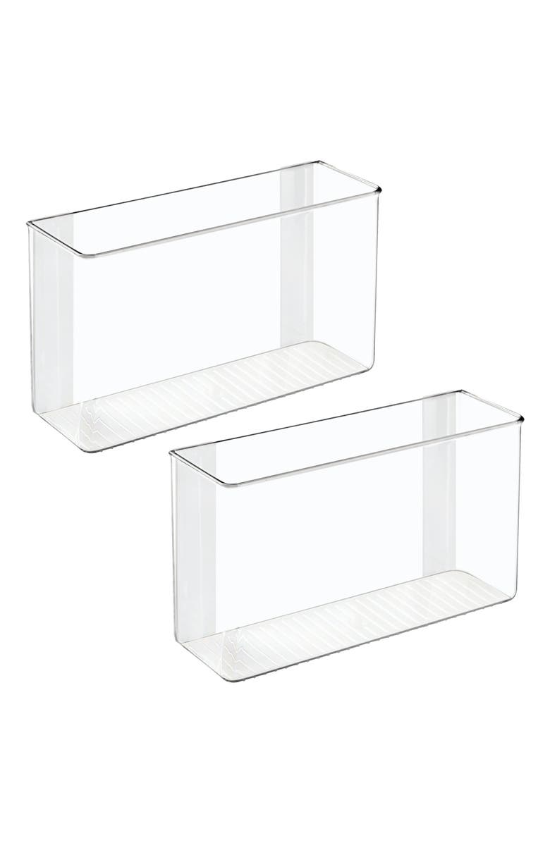 iDesign Adhesive Organizer Bin for Kitchen - Set of 2 - Clear, Main, color, Clear