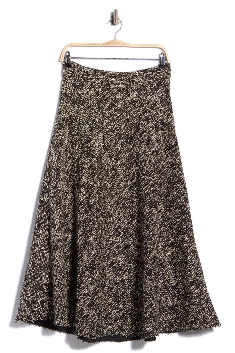 A-Line Bouclé Midi Skirt, Alternate, color, BLACK/ IVORY