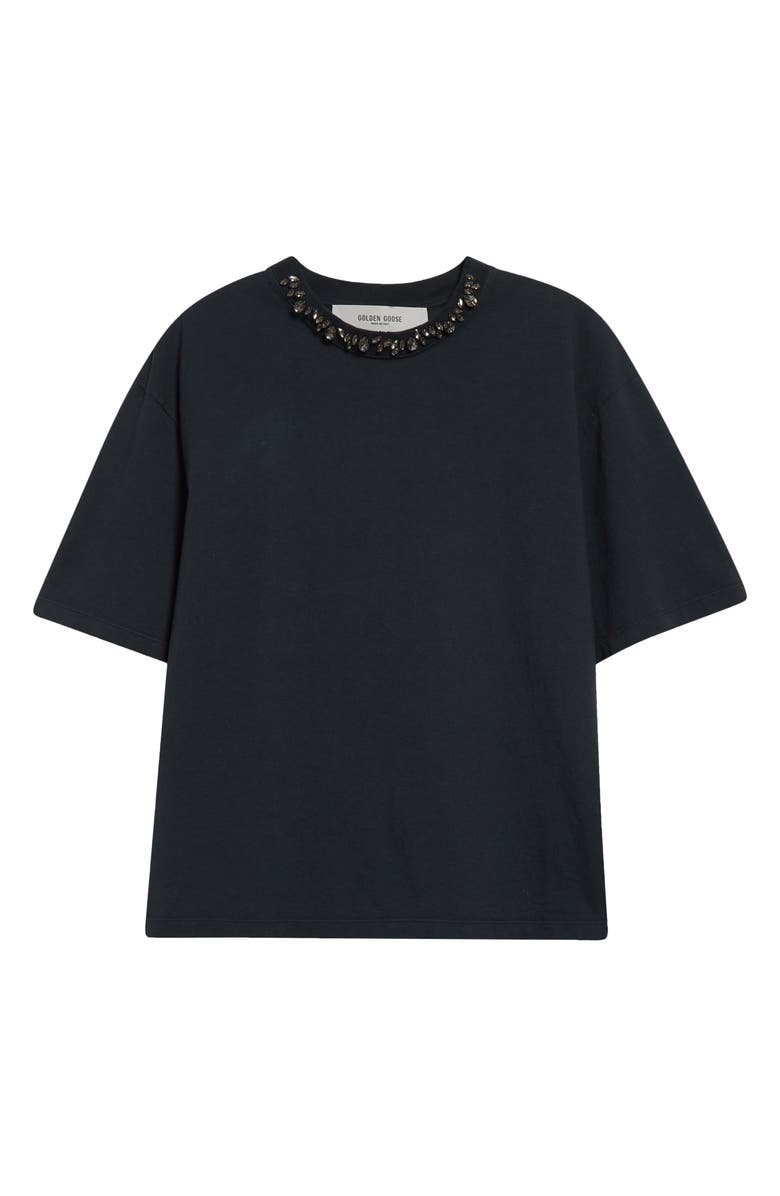 Golden Goose Crystal Embellished Cotton T-Shirt, Alternate, color, Washed Black