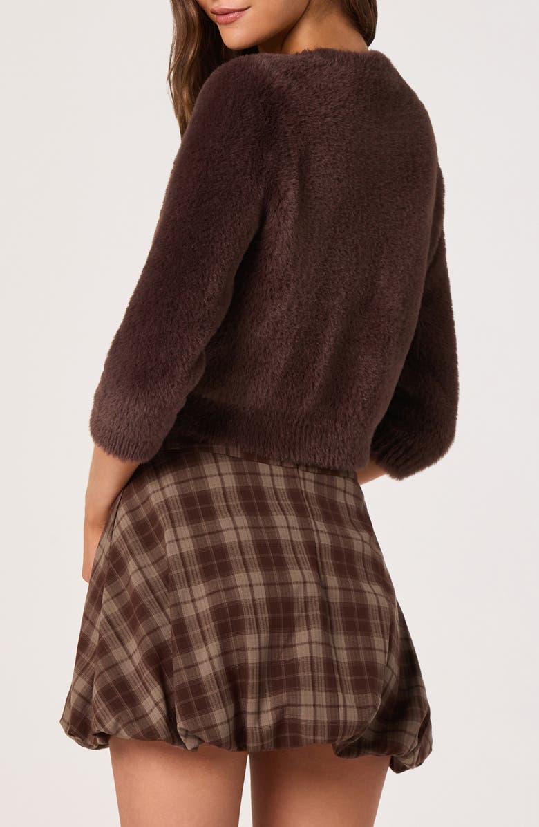 ASTR the Label Faux Fur Cardigan, Alternate, color, Brown