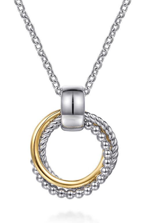 Gabriel & Co. Layered Circle Pendant Necklace in Silver/14K Yellow Gold at Nordstrom, Size 20"