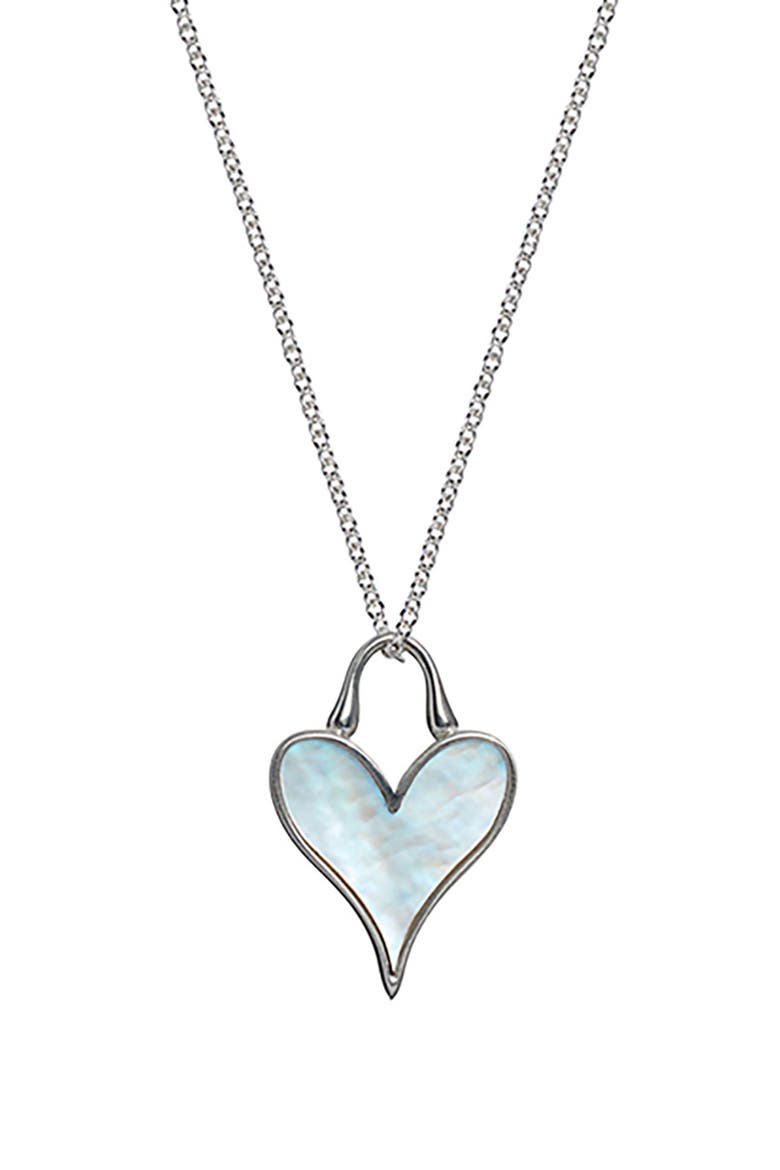 LoveLock Sterling Silver & Mother-of-Pearl Heart Pendant Necklace, Main, color, STERLING SILVER