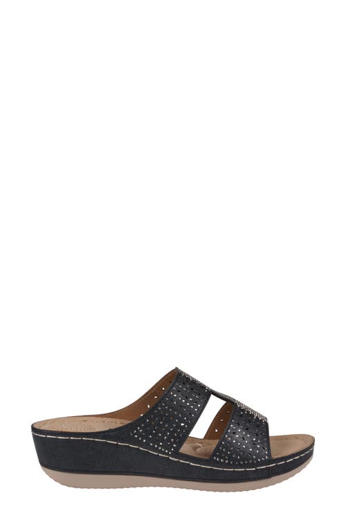 Gc Shoes Carrie Rhinestone Wedge Sandal In Black
