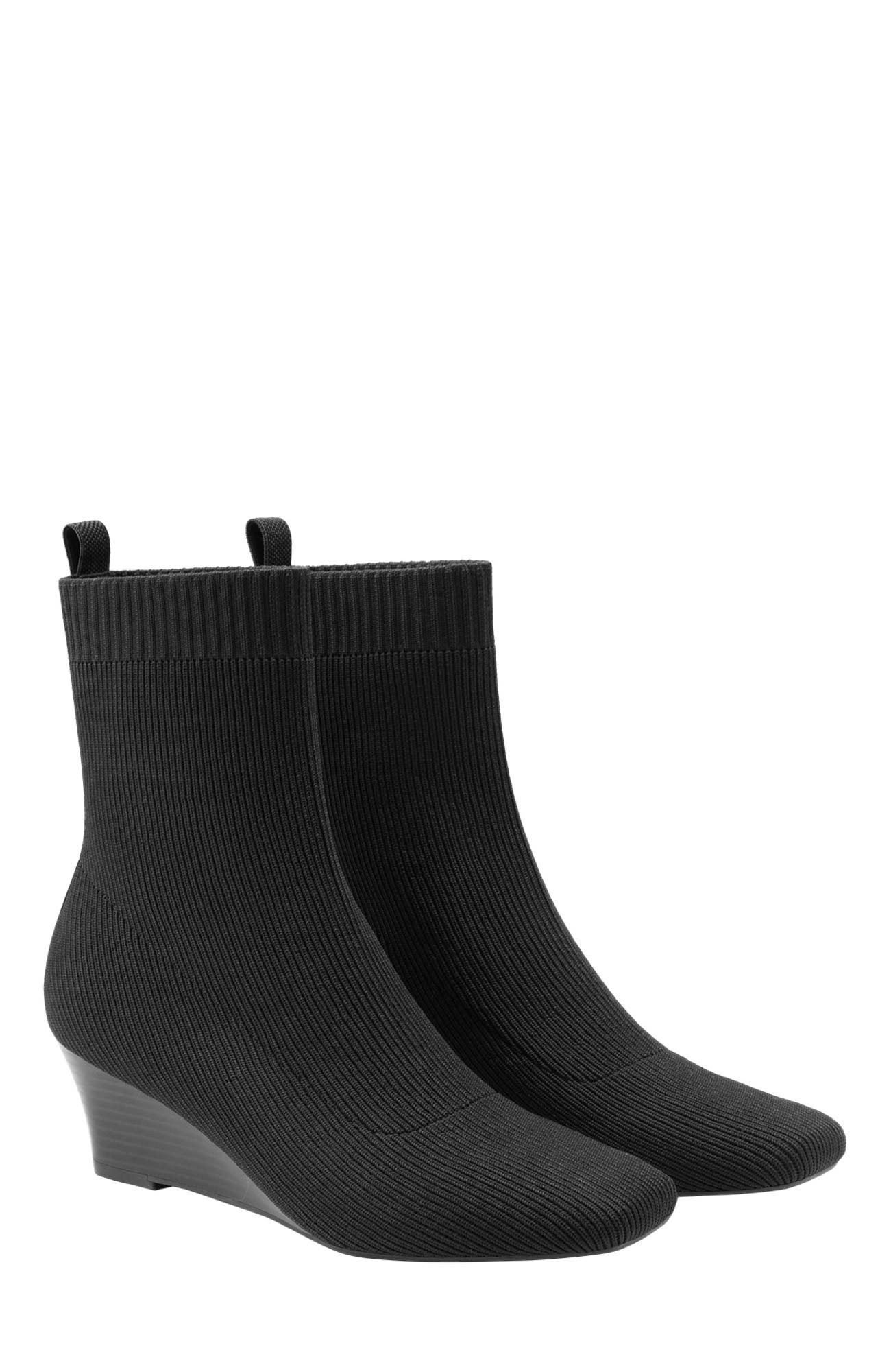 VIVAIA Margot Wedge Bootie Square-Toe Water-Repellent Boots, Alternate, color, Black