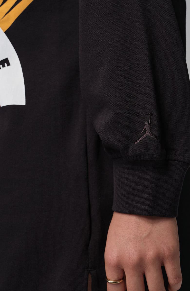 Jordan Flight Graphic Cotton Sweatshirt Dress, Alternate, color, Sail/ Black
