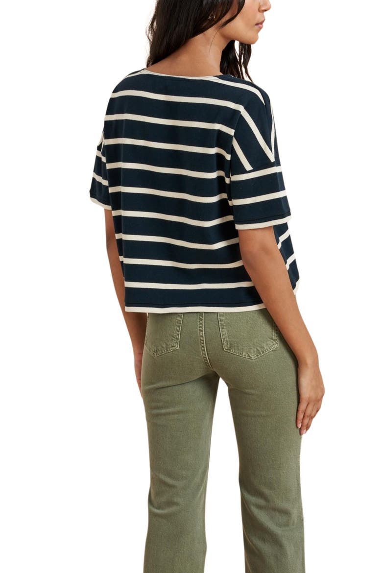 Short Sleeve Breton Tee, Alternate, color, Navy/Ecru