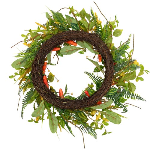 Northlight Floral Easter Artificial Wreath With Spring Carrots In Orange