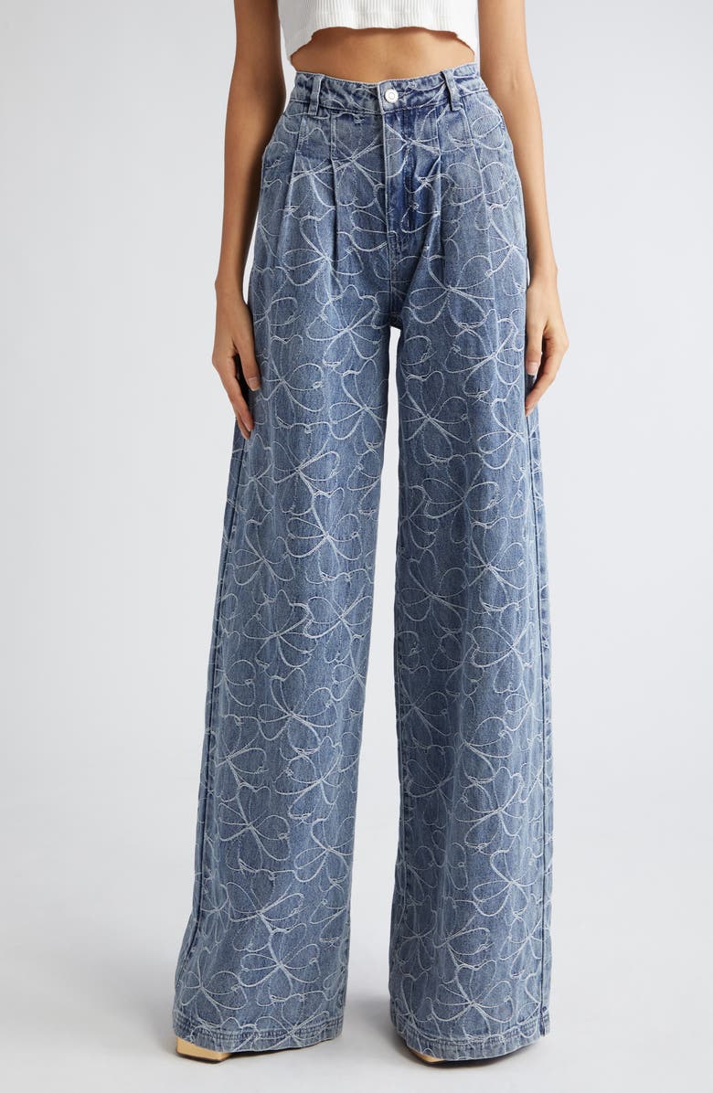 Ramy Brook Adley Embroidered Wide Leg Jeans, Main, color, 