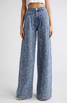 Ramy Brook Adley Embroidered Wide Leg Jeans
