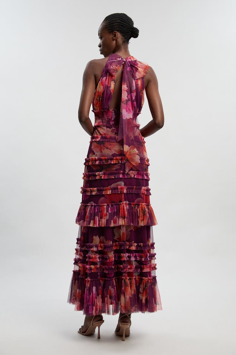 Floral Tulle Maxi Dress, Alternate, color, Purple