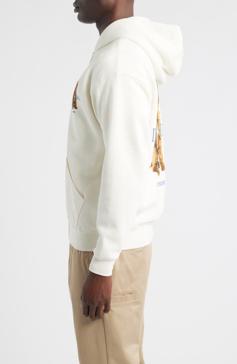 SANTO STUDIO Not That Serious Zip Front Cotton Fleece Hoodie, Alternate, color, Cream