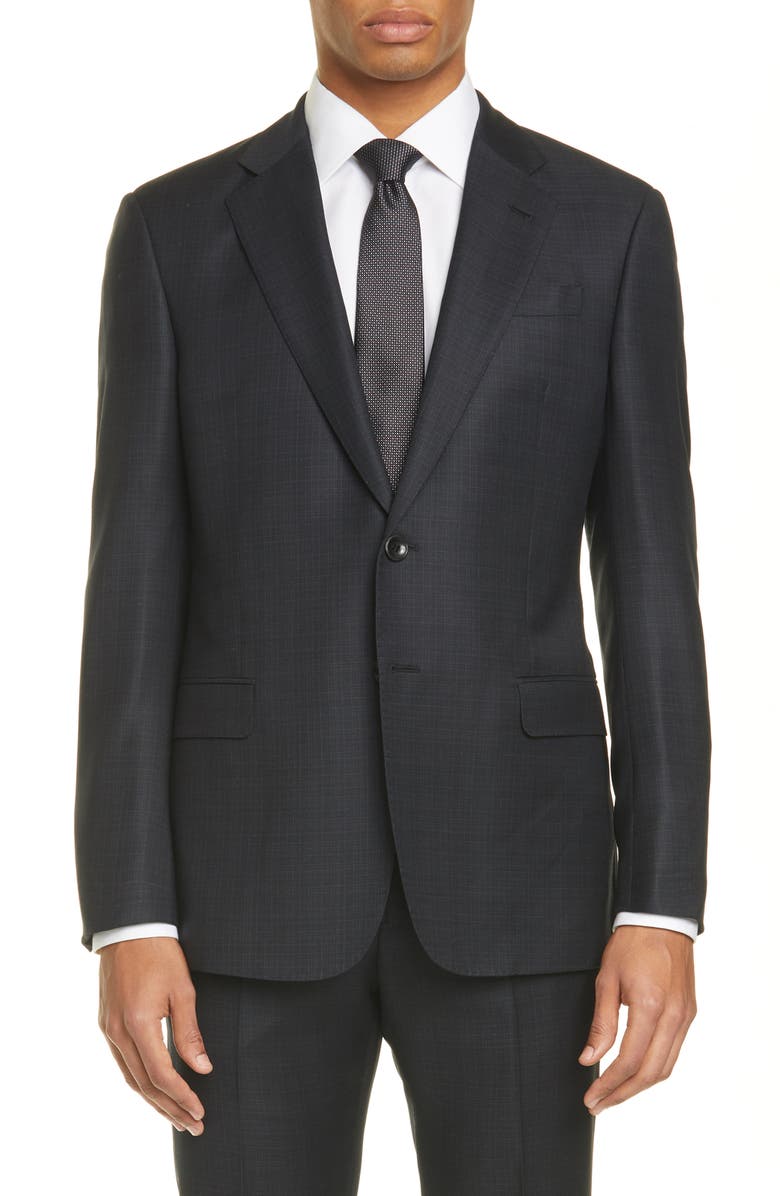 Giorgio Armani Trim Fit Check Wool Suit, Alternate, color, 