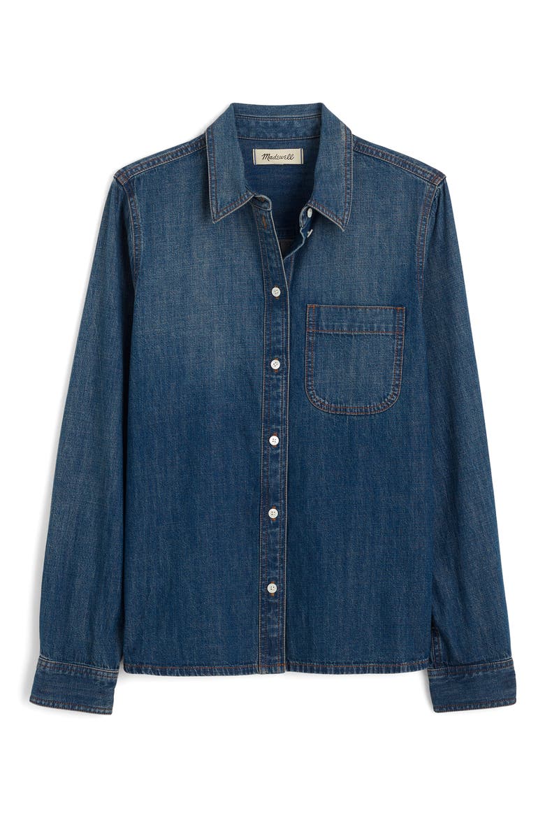 Tuckable Denim Button-Up Shirt, Alternate, color, GREENDALE
