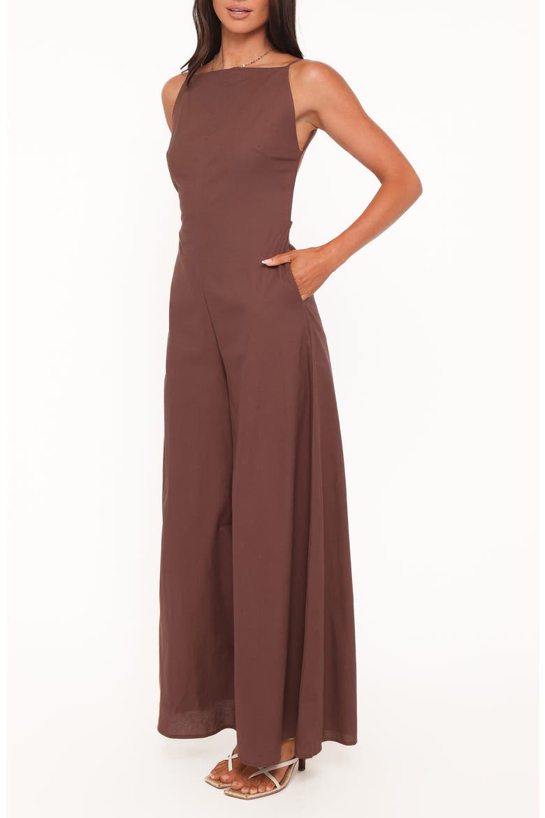 Ophilia Open Back Jumpsuit, Alternate, color, DARK BROWN