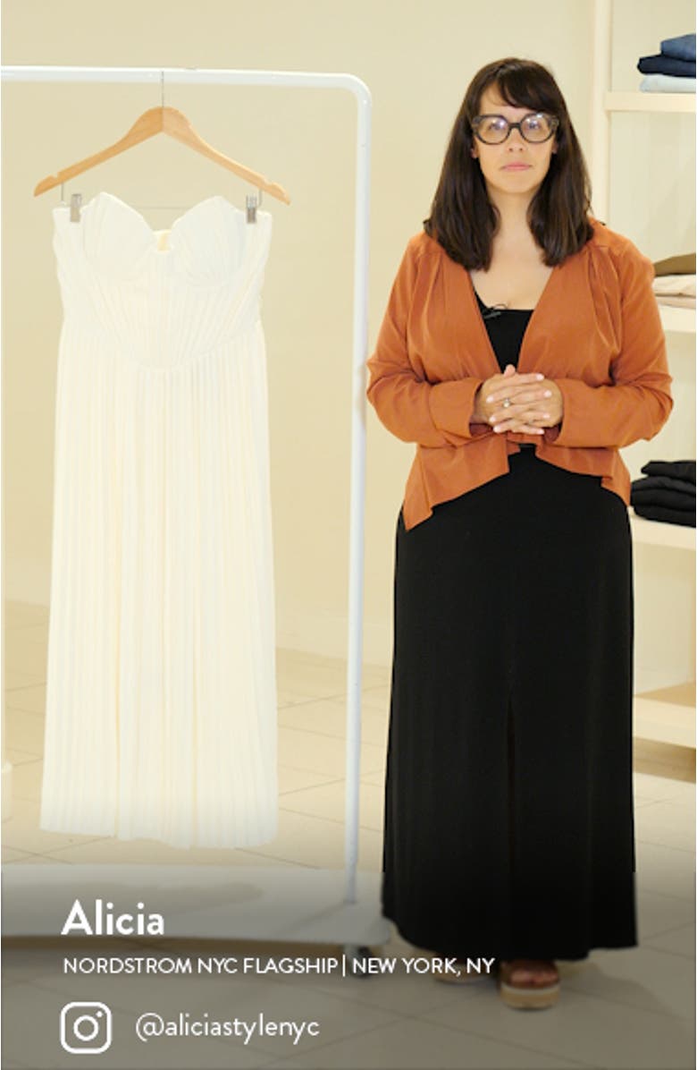 Amorata Strapless Pleated Georgette Cocktail Dress, sales video thumbnail