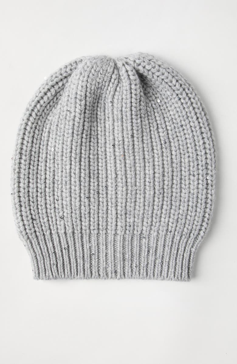 Brunello Cucinelli Cashmere and silk beanie, Alternate, color, Light Grey