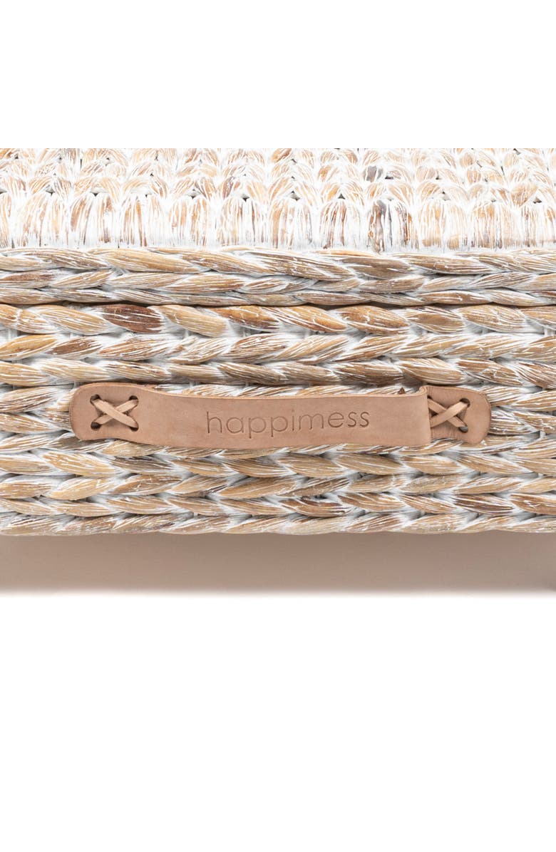 HAPPIMESS Chett Minimalist Hand-Woven Hyacinth/Wood Underbed Storage Bin with Wheels and Handles, Alternate, color, White Wash