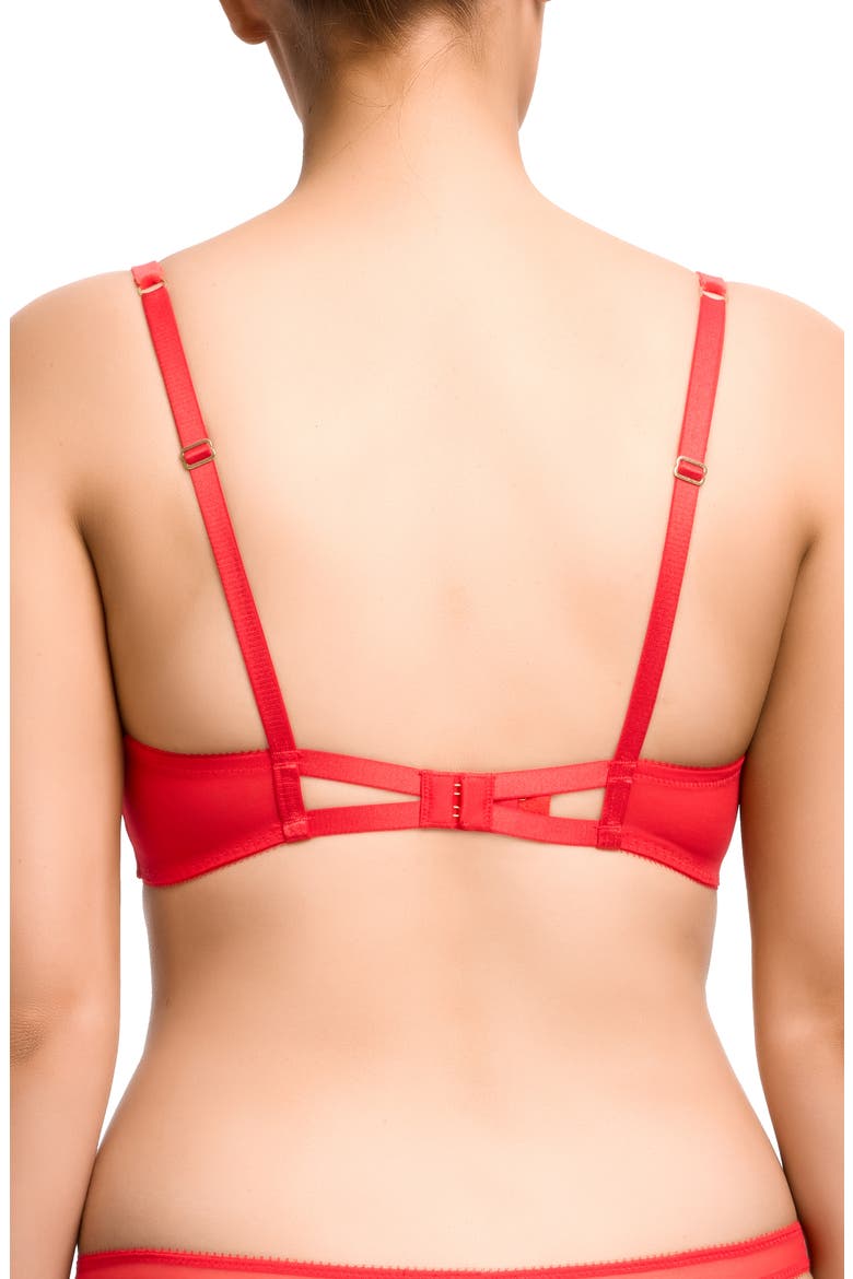 Nom de Plume Velvet Trim Underwire Balconette Bra, Alternate, color, FLAME